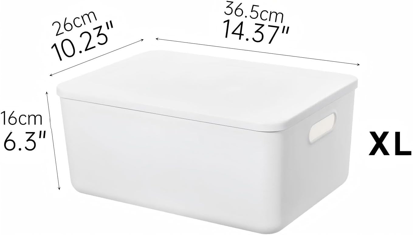4 Contenedores Plástico Blanco Apilables 14.4x10.2"