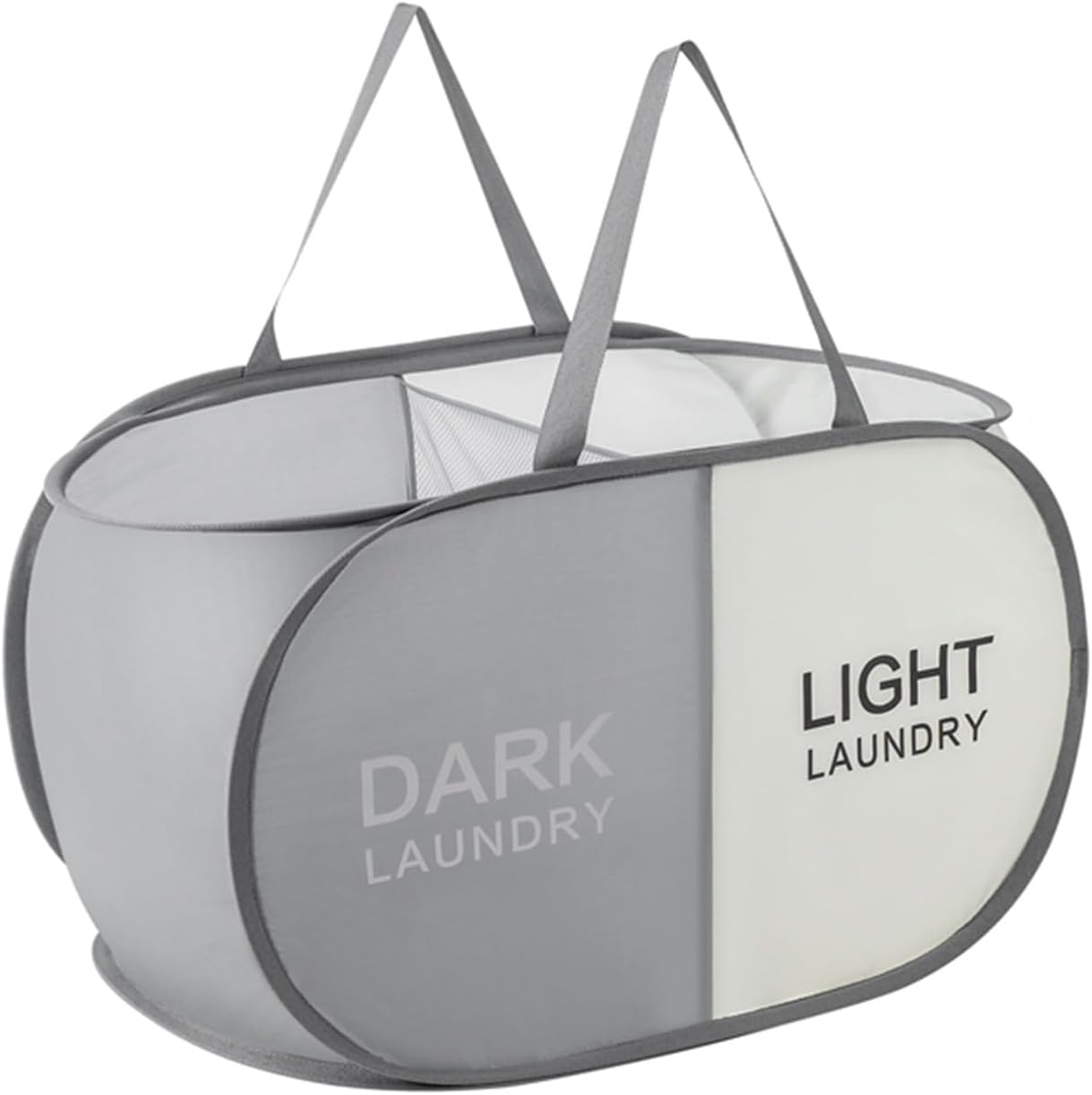Cesta plegable para ropa sucia gris con 2 compartimentos