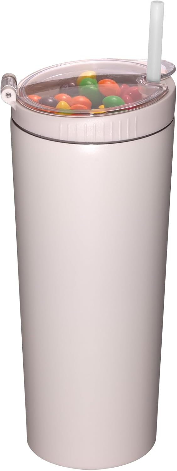 Vaso térmico acero inox 2en1 con tazón 22oz color beige rosa