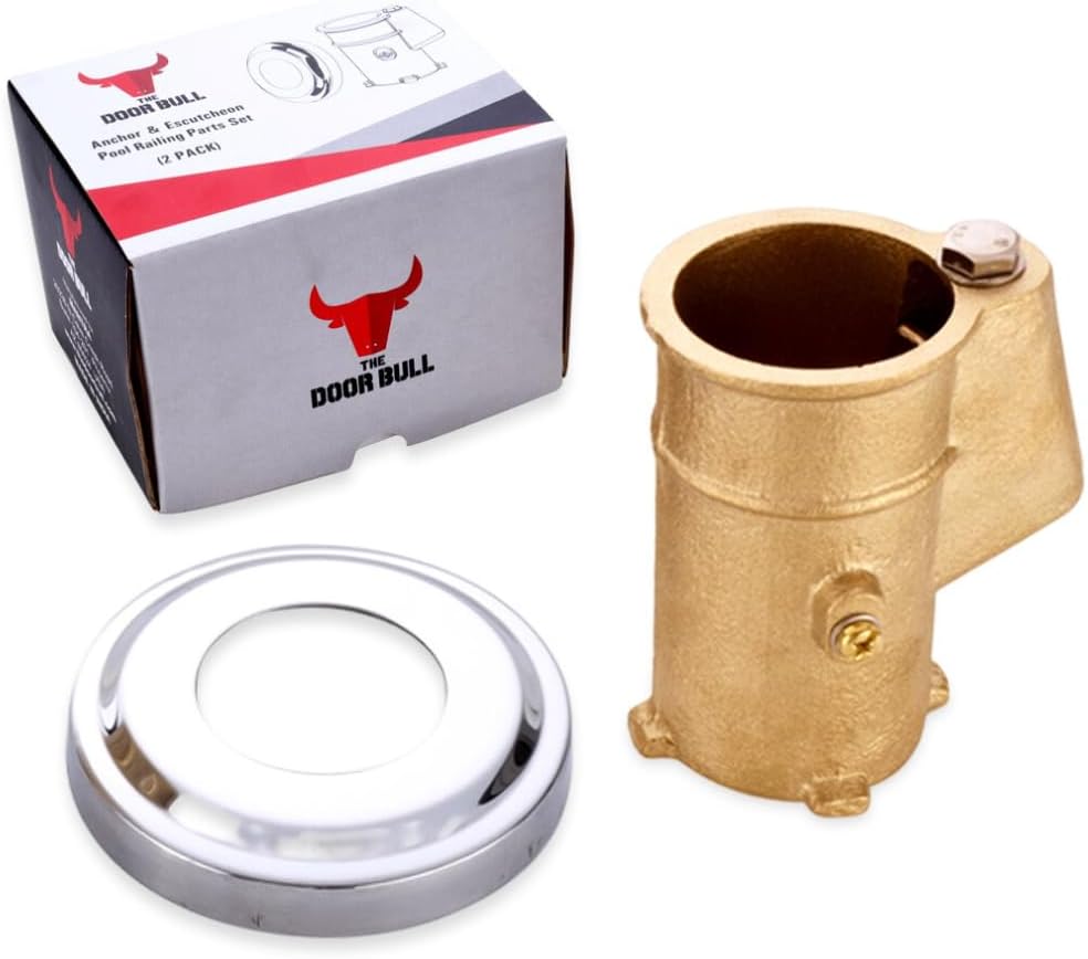 Set anclaje riel piscina latón 2 pzas 4pulg 1.90pulg