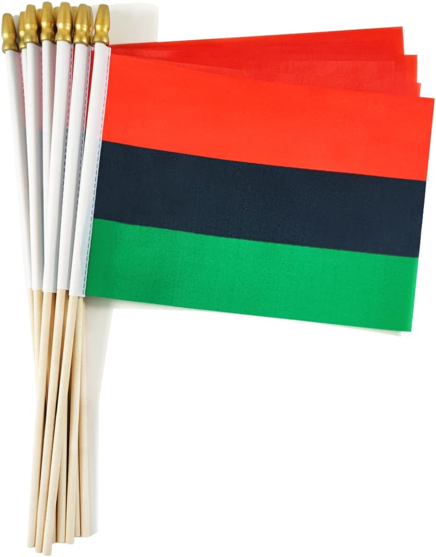 Banderas afroamericanas poste madera 12 pzas