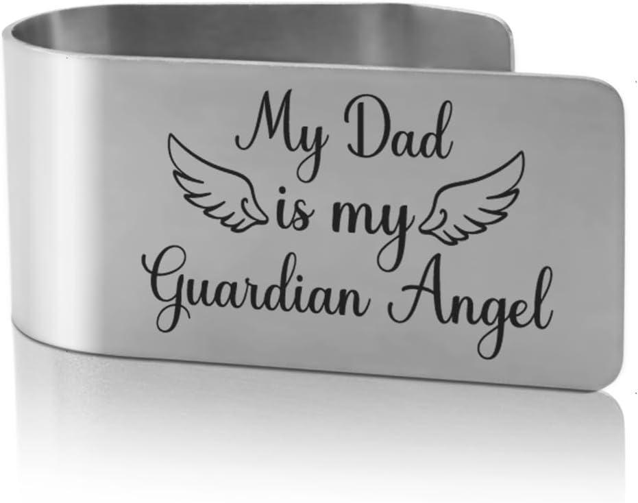 Clip visera acero inox grabado mi papá es mi ángel de la guarda