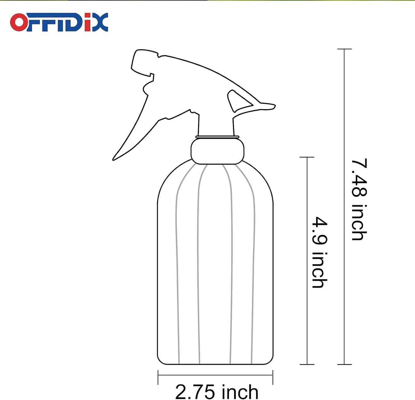 Botella rociadora vidrio 0.4l boquilla ajustable para plantas