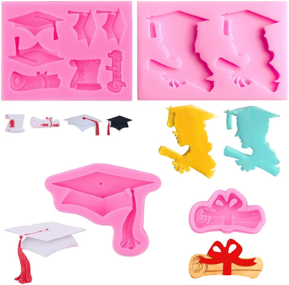 Molde silicona chocolate 4 pzas para graduacion fondant caramelo