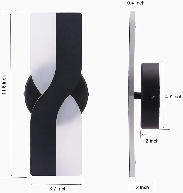 Lámpara pared LED 12 W atenuable 6000 K negro