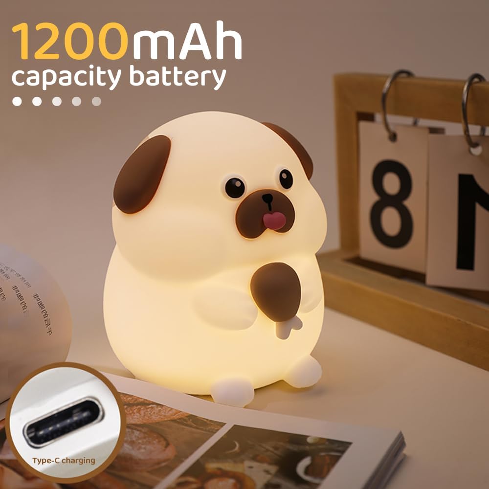 Luz nocturna perro silicona 7 colores recargable