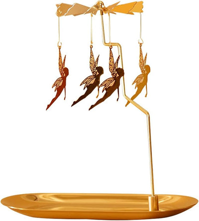 Portavelas giratorio metal dorado para velas té y mesa
