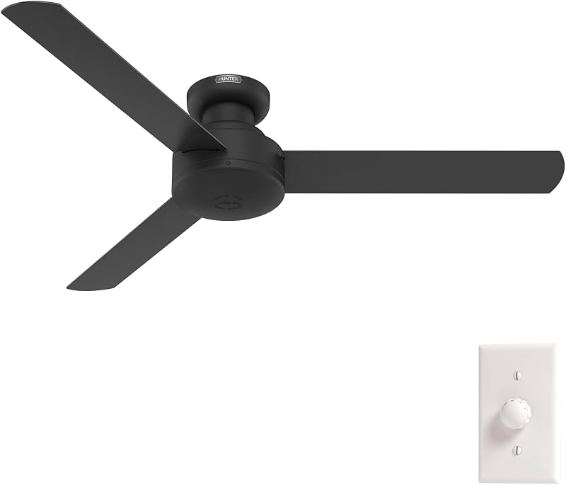 Ventilador techo control pared 52" negro mate