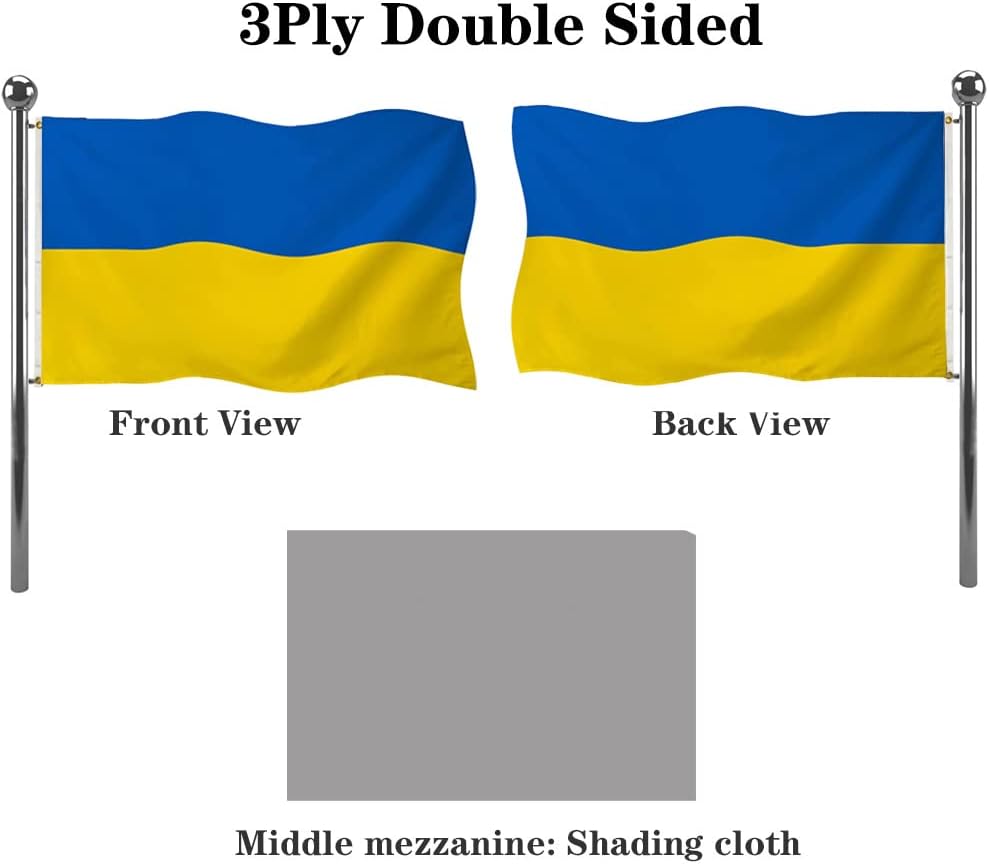 Bandera Ucrania doble cara 3x5 poliéster latón