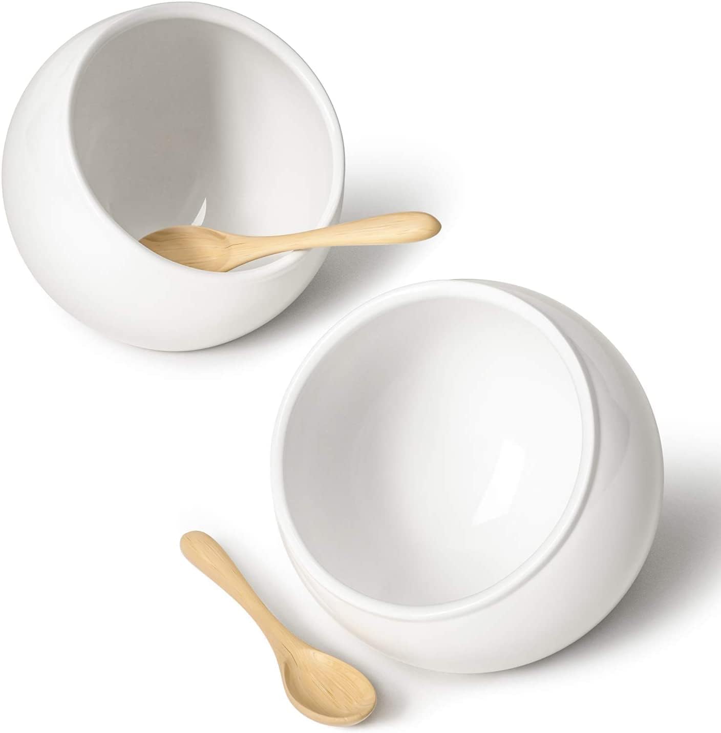 Juego 2 Salero Cerámica 12oz con Cucharas Madera