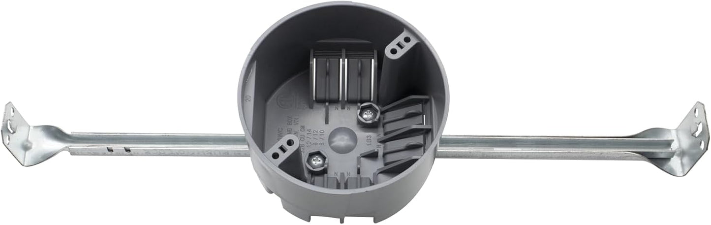 Caja eléctrica techo redondo PVC 4pulg ajustable 20pulg3 gris ETL