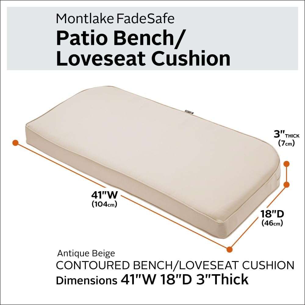 Cojín banco exterior 41x18x3pulg resistente agua beige