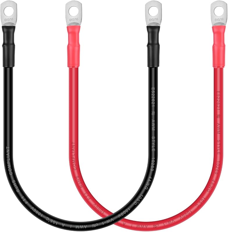 Cables batería inversor corriente con lengüetas 5/16pulg cobre OFC 6AWG