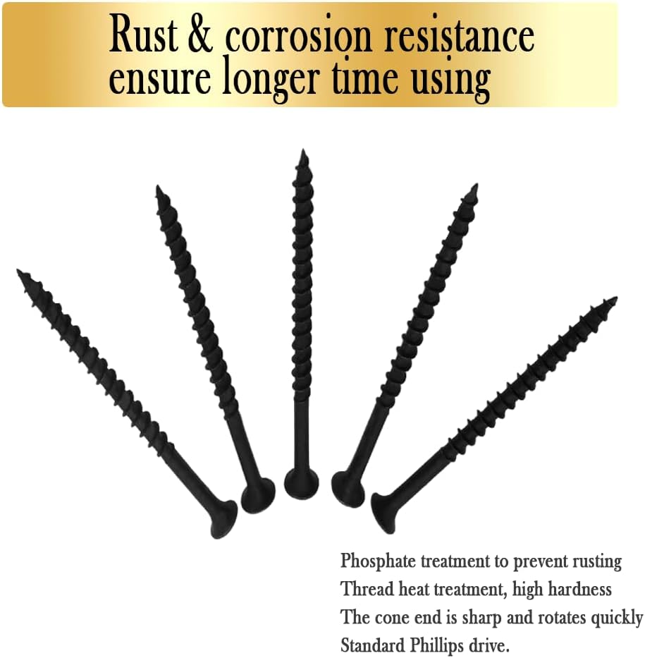 Tornillo yeso rosca gruesa #8x2-3/4pulg fosfato negro
