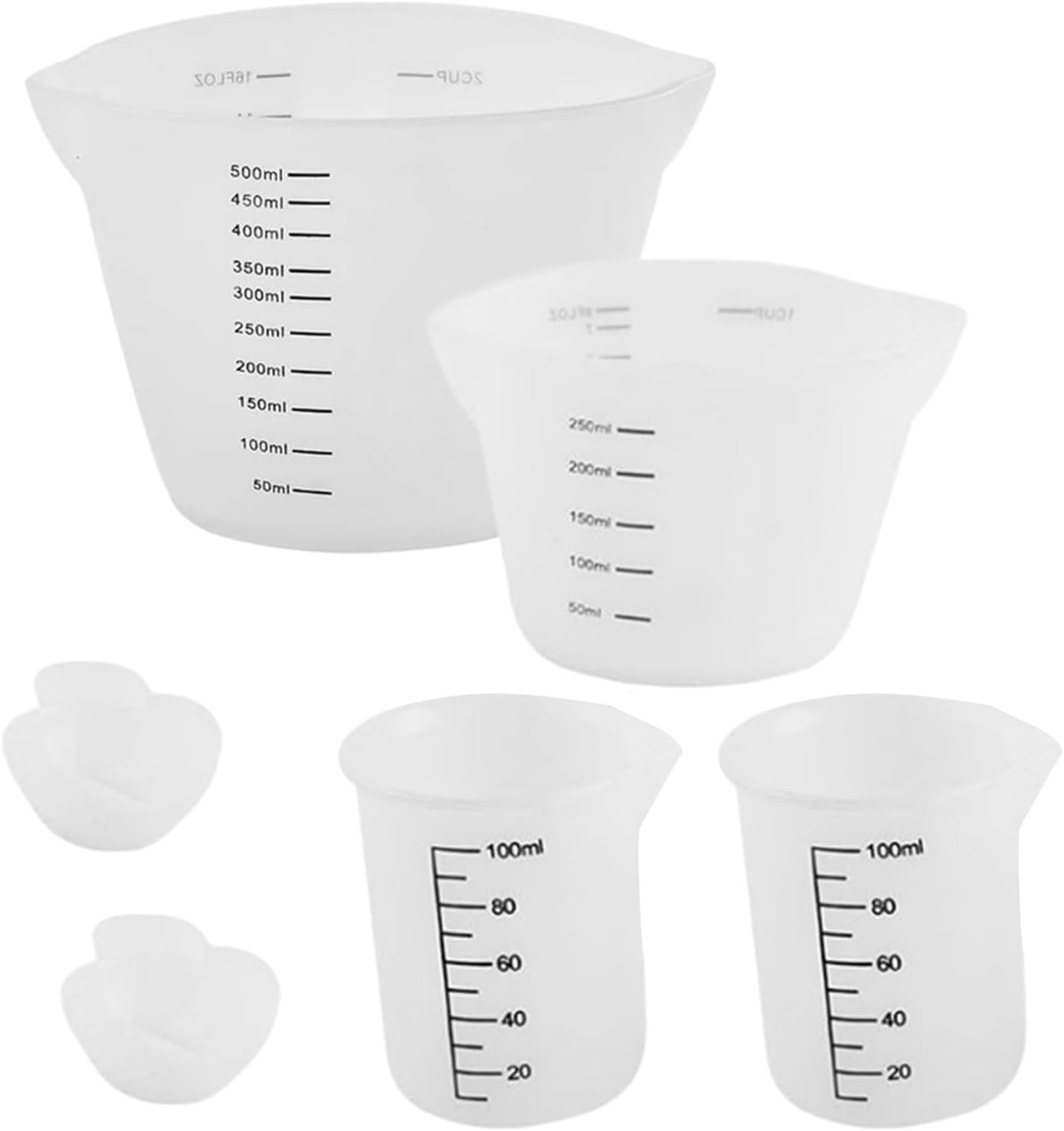 6 tazas medidoras de silicona con escala para mezclar resina epoxi, chocolate y más