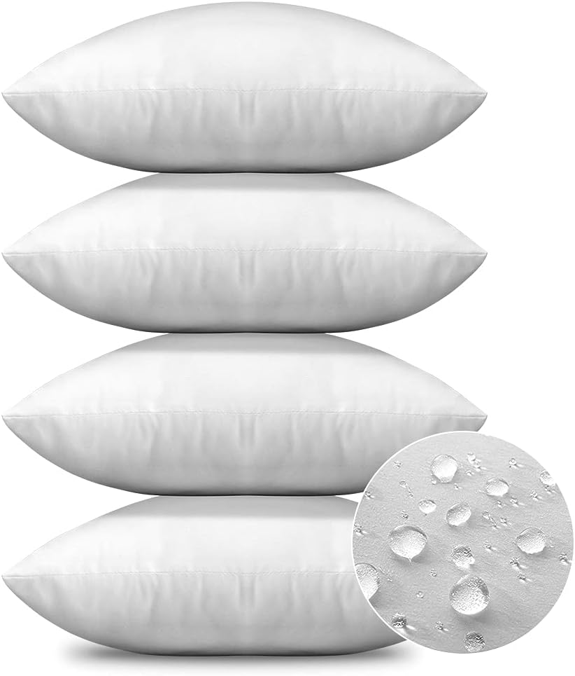 4 Pzas Almohadas Exteriores 20x20pulg Impermeables Blanco