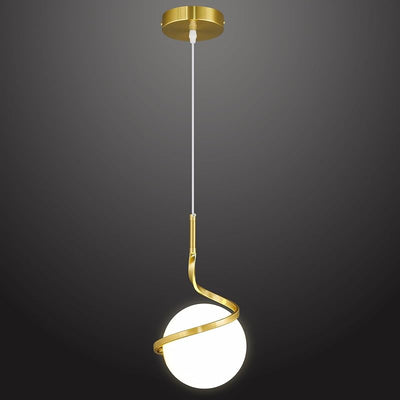Lámpara colgante dorada globo cristal cocina sala