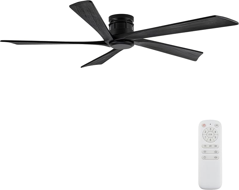 Ventilador techo bajo 64" motor CC 6 vel negro
