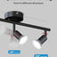 Kit iluminación riel 3 luces negro cabezal flexible GU10