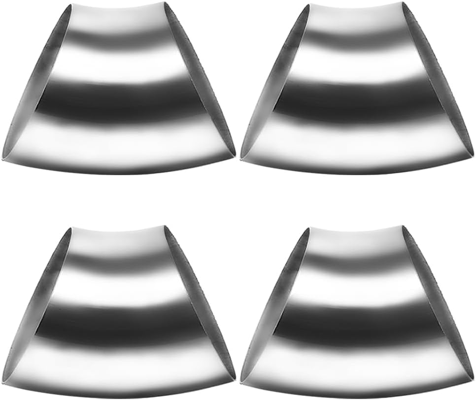 Codo escape acero inox 3.5" 45grados 4pcs tono plateado