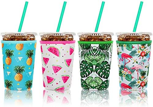 Funda neopreno reutiliz. para café 4uds estilo Hawái