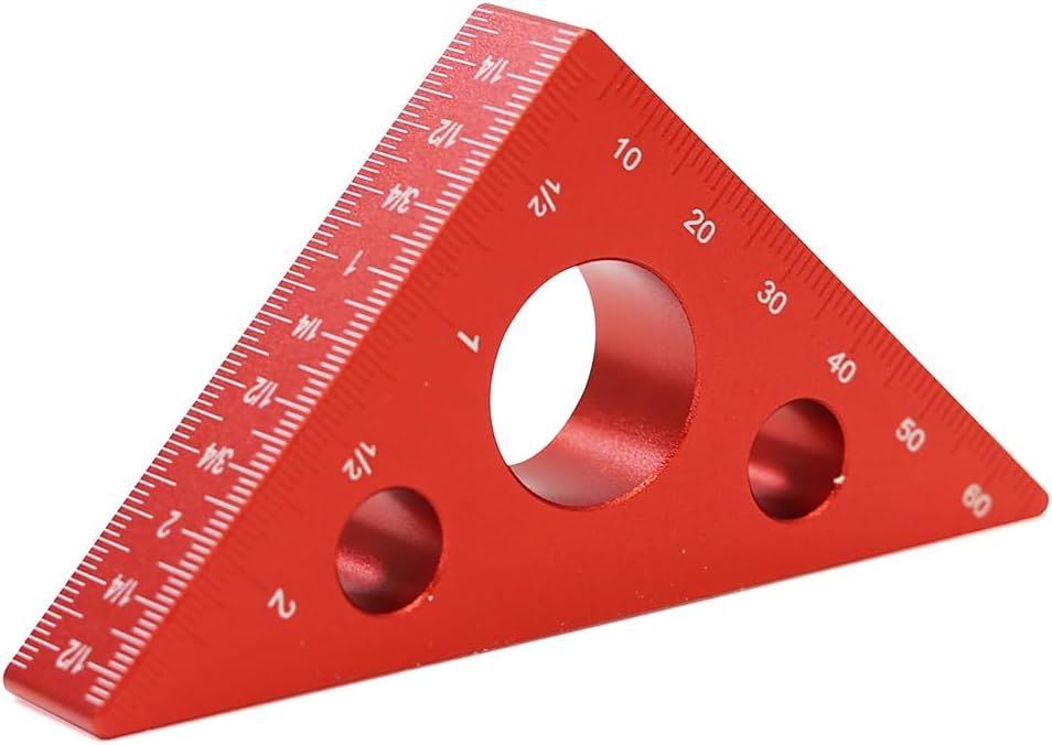 Regla triangular aluminio 45 grados 2.559pulg rojo