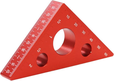 Regla triangular aluminio 45 grados 2.559pulg rojo