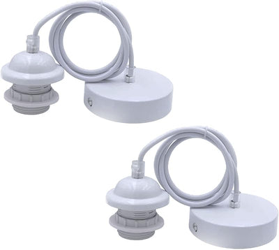 Kit 2 Lámparas Colgantes E27 Soporte Blanco Cable Ajustable