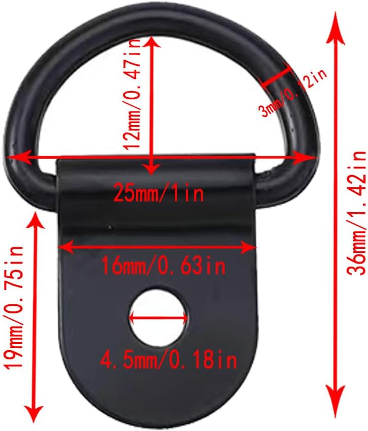 Anclajes anillo en D negros para auto camión remolque 36 pzas