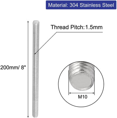 Rosca métrica M10 x 7.874pulg 5 Uds