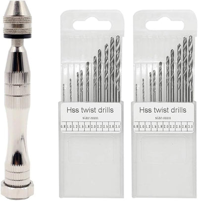Tornillo de mano con 20 brocas mini helicoidales para joyas