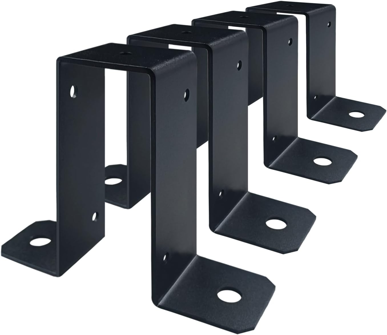 4 Abrazaderas U Metal 2x4pulg Soporte Poste Valla Negro