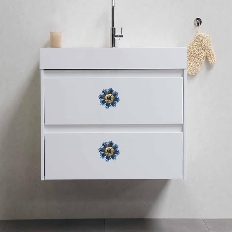 6 Pzas Pomos Cristal Decorativos para Hogar Azul Piedra