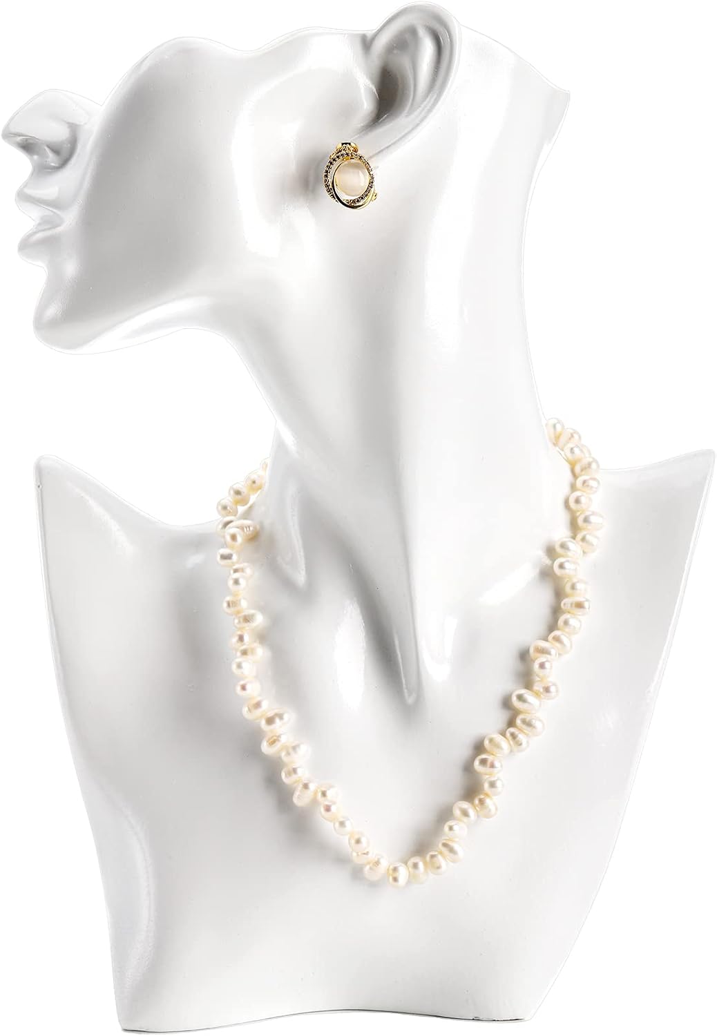 Soporte resina para joyas, collares y aretes blancos