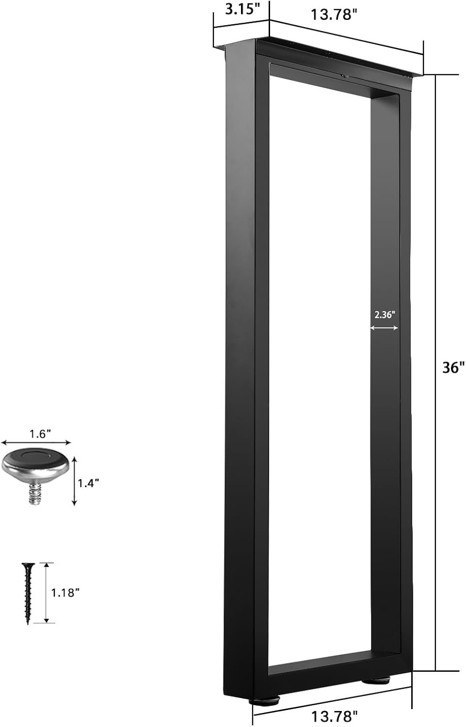 Patas mesa barra metal 36pulg ajustables negro set 2