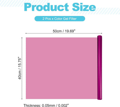 Filtro gel luz estudio 15.7x19.7pulg rosa paquete 2