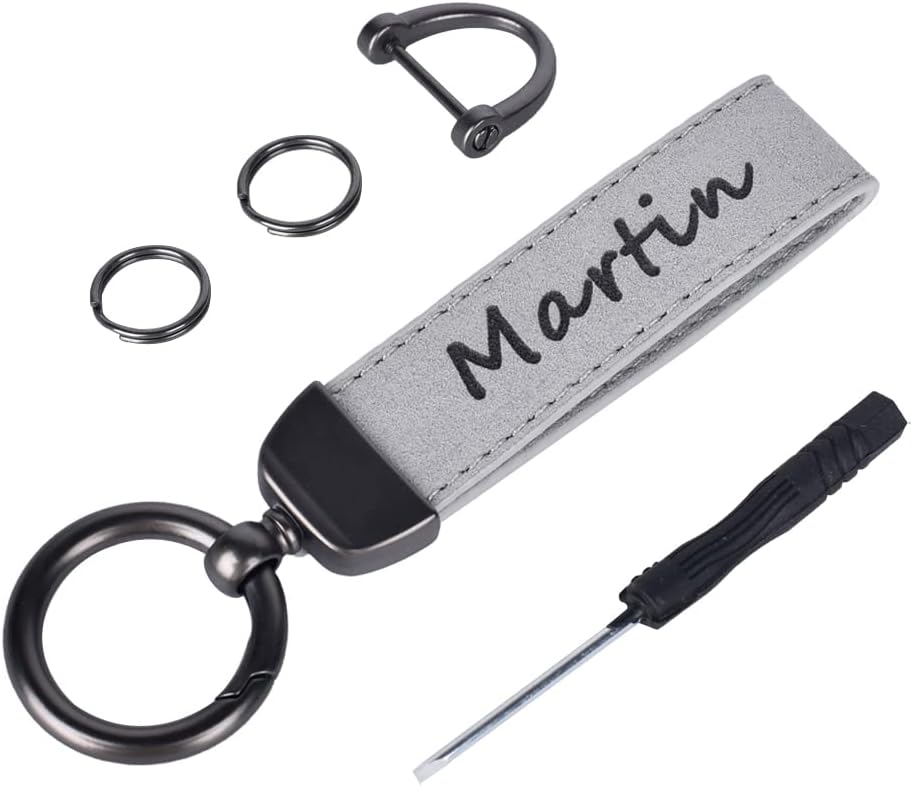 Llavero cuero automóvil con anillo D antipérdida
