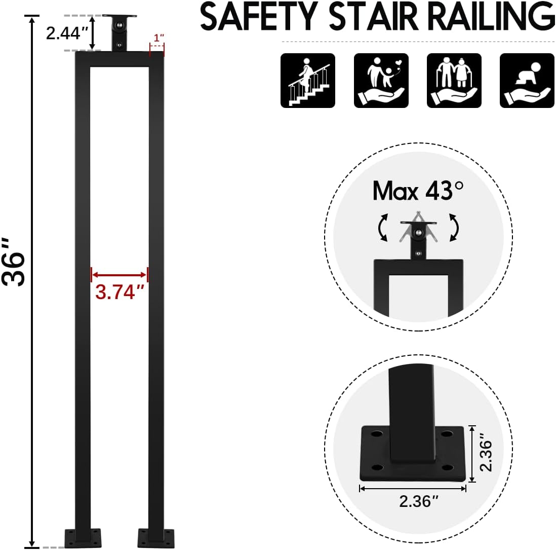 6 Pzas Balaustradas U 36pulg Soporte Escaleras