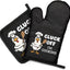 Guantes de horno y soporte para ollas con humor