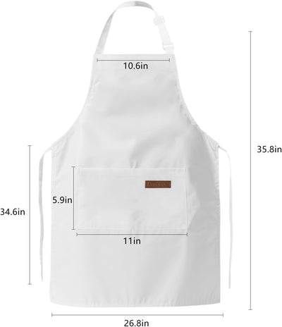 2 Delantales Cocina Ajustables Blancos con Bolsillos