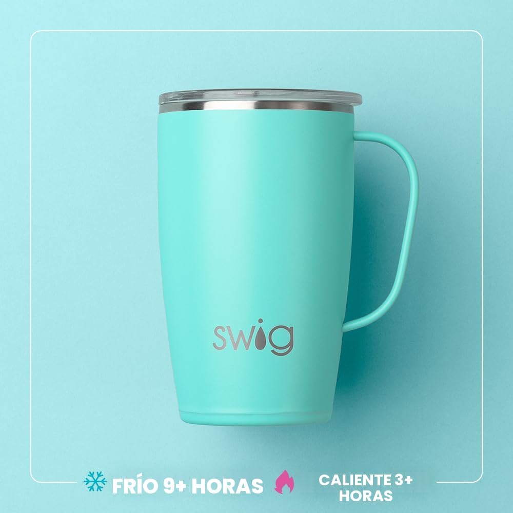 Taza viaje acero inox triple aislamiento 18oz con asa y tapa