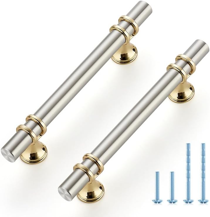 25 Tiradores Níquel Cepillado Dorado 6" Accesorios Cocina