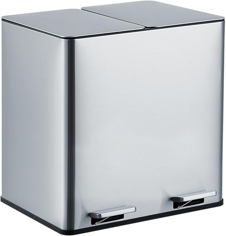 Cubo basura doble acero inox 2x15L cocina oficina