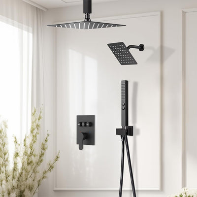 Set grifo ducha 12pulg lluvia y mano doble techo 3 vías