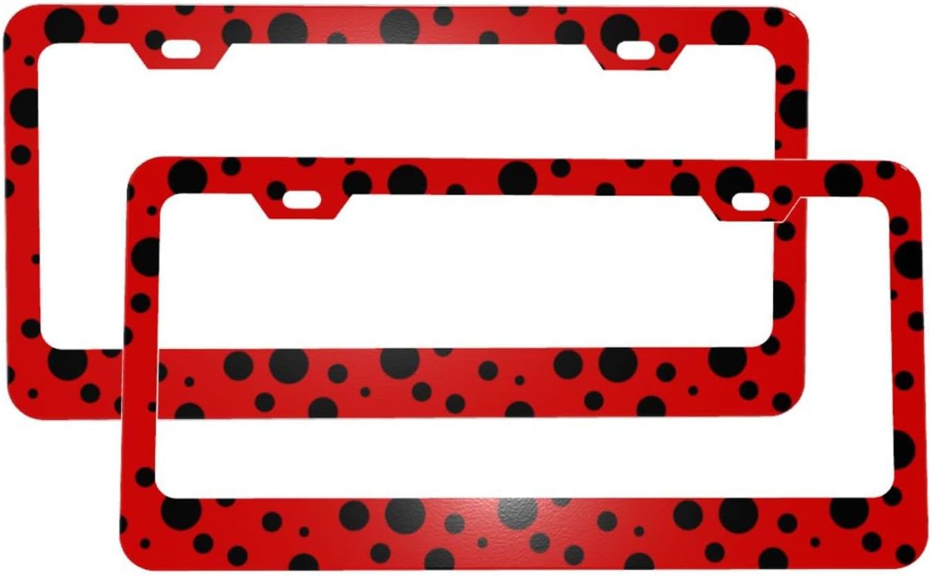 2 Marcos matrícula aluminio diseño mariquita con tapas rosca
