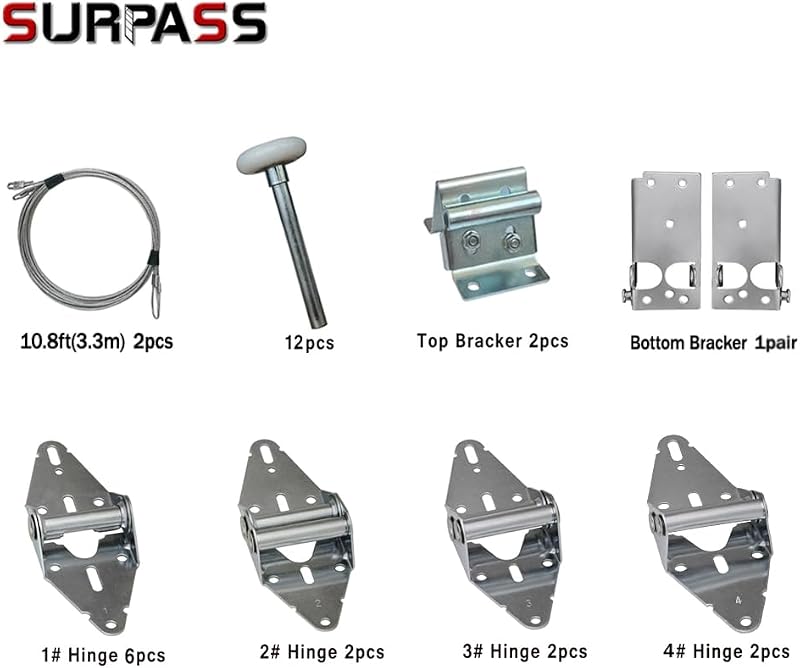 Kit herrajes puerta garaje 8ft rodillo bisagra soporte