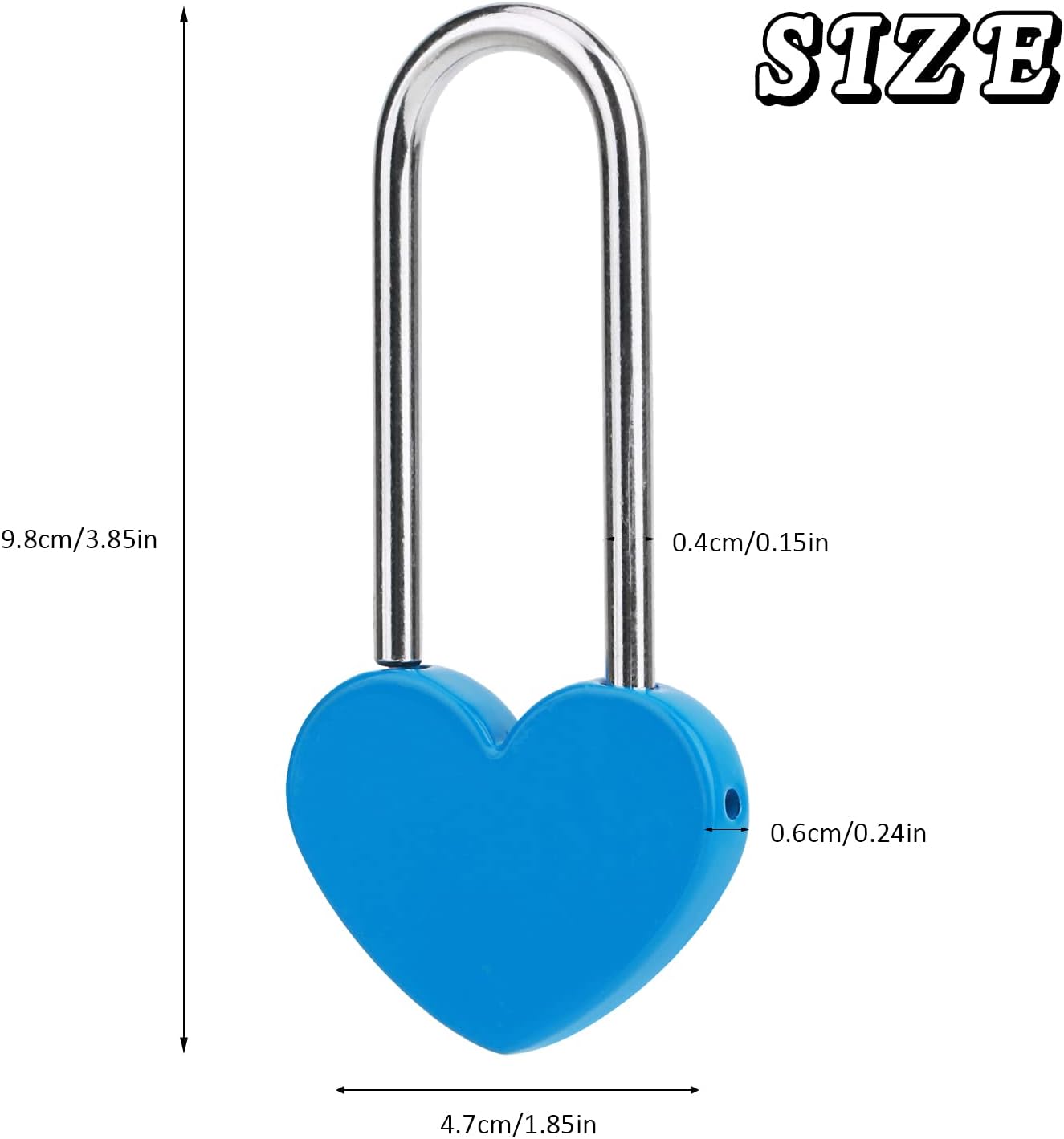 20 Pzas Candado Corazón Azul Sin Llave 89mm