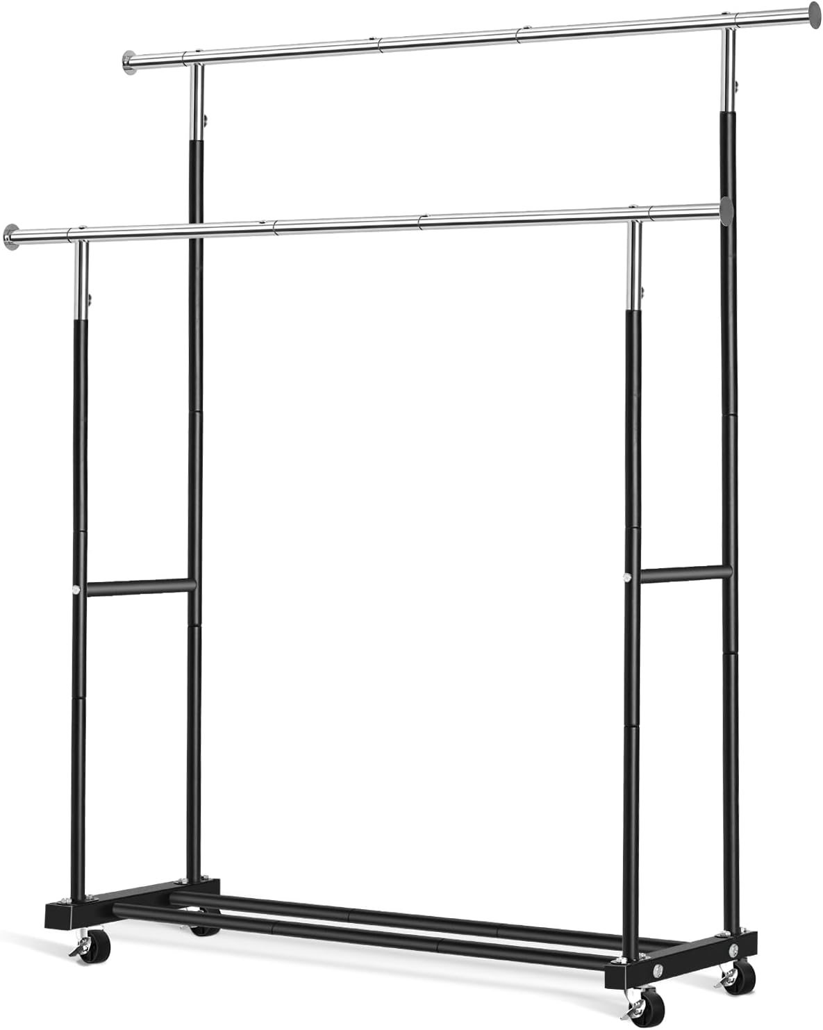Perchero doble para ropa 55.51" negro con ruedas