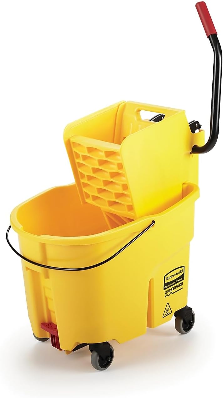Cubo trapeador escurridor pedal amarillo profesional
