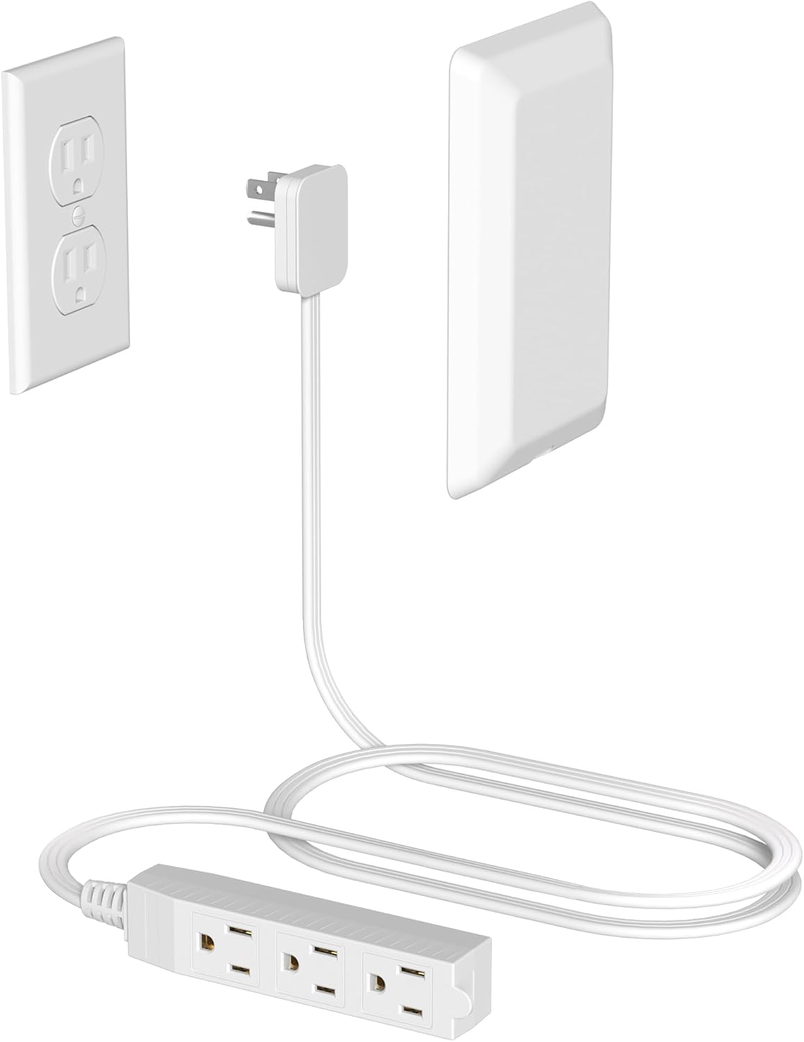 Regleta enchufe plano 3 tomas cable delgado